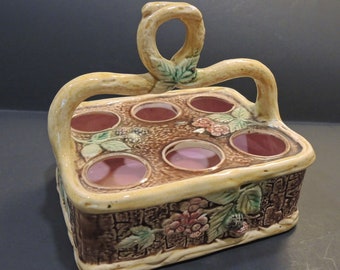 Antique Majolica Egg Basket, Rare And Unusual Piece Of Majolica