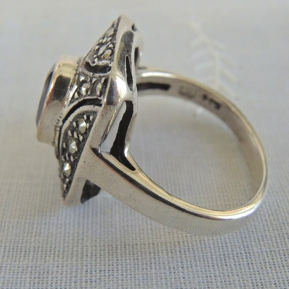 Antique Amethyst Statement Ring: Sterling Silver … - image 6