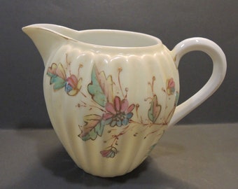 Vintage Hand Painted Milk Glass Pitcher, Cream Pitcher, Milk Pitcher