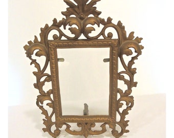 Magnificent Heavy Victorian Picture Frame With Glass Insert And Fold Out Foot