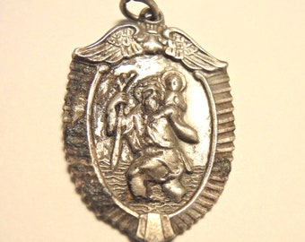 Vintage Sterling Silver St. Christopher Medal, Catholic Religious Medal