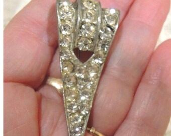 Vintage Paste Rhinestone Brooch, Long, Narrow Antique Pin From The 1920's