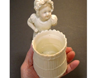 Parian China Match Holder Child Figure  Match Holder, Toothpick Holder