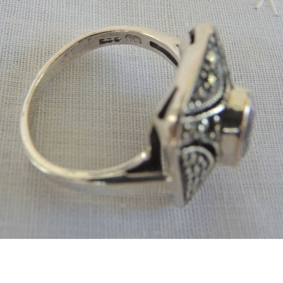 Antique Amethyst Statement Ring: Sterling Silver … - image 5