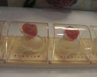 Fiorilu Pupa Eau De Parfum, Set Of Six Mini Bottles, Rose Stopper Tops, Slide Out Trays, Made In Italy