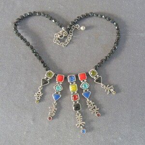 Vintage Beaded Asian Kanji Necklace, Colorful Necklace Made By Chico's, 18 inches long image 3