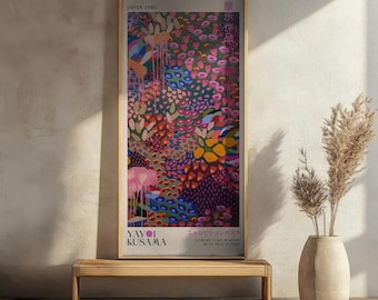 Vertical Poster | Modern Japanese Abstract Floral Wall Art, Panoramic Framed Poster, Contemporary Home Decor