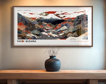 Impression panoramique de paysage de montagne #8 inspirée de Yayoi Kusama pour art mural moderne