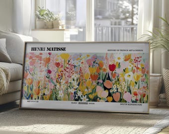 Henri Matisse Inspired Floral Art Poster: Panoramic Wall Hanging