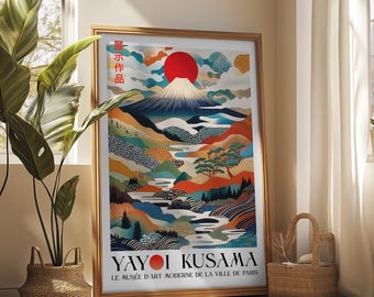 Yayoi Kusama Mount Fuji Print: Modern Japanese Wall Art Poster