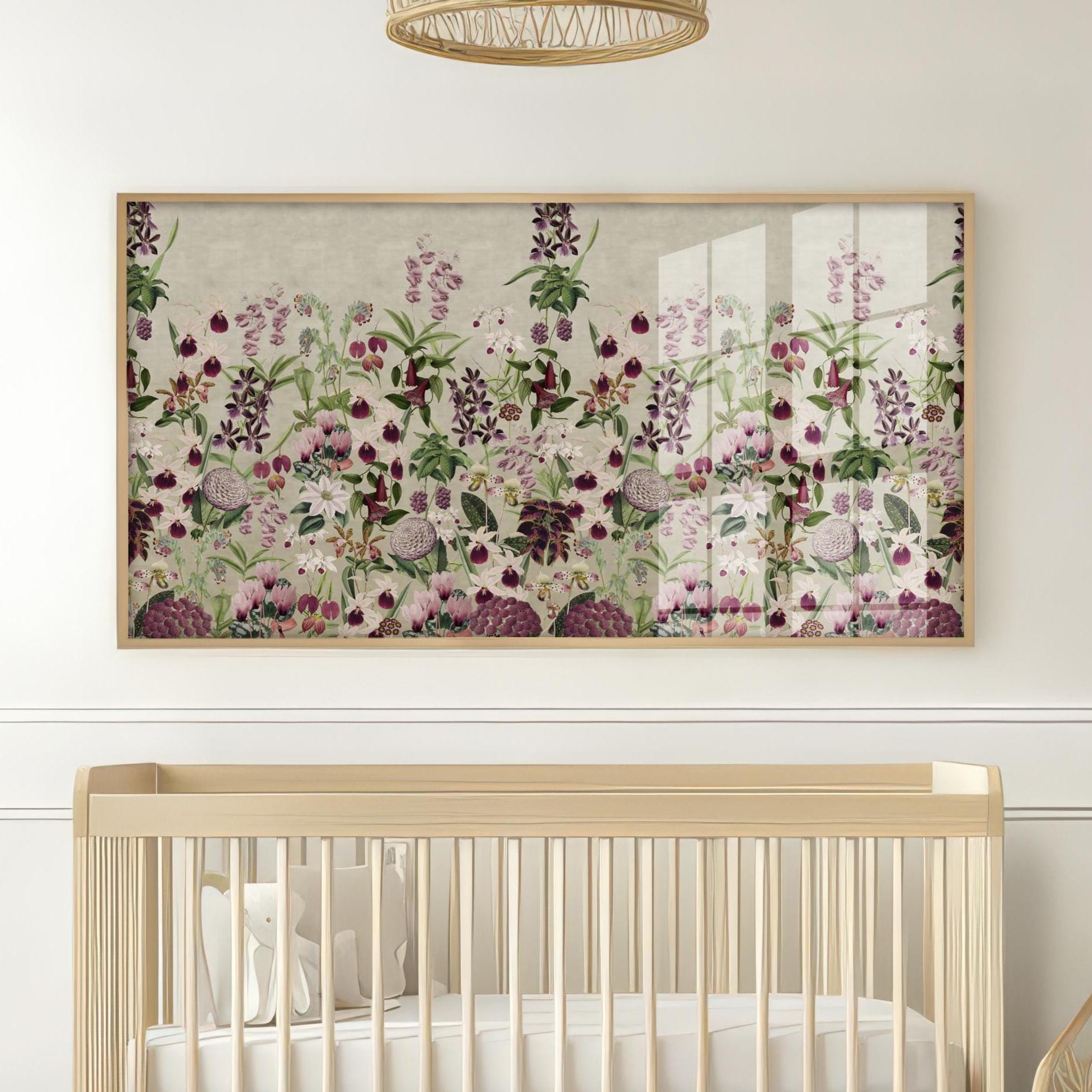 Chinoiserie Nursery Wall Art Framed Poster #5 French Cottage Baby Room Decor, Grandmillennial Floral Bird Poster, Girl Nursery Vintage Style