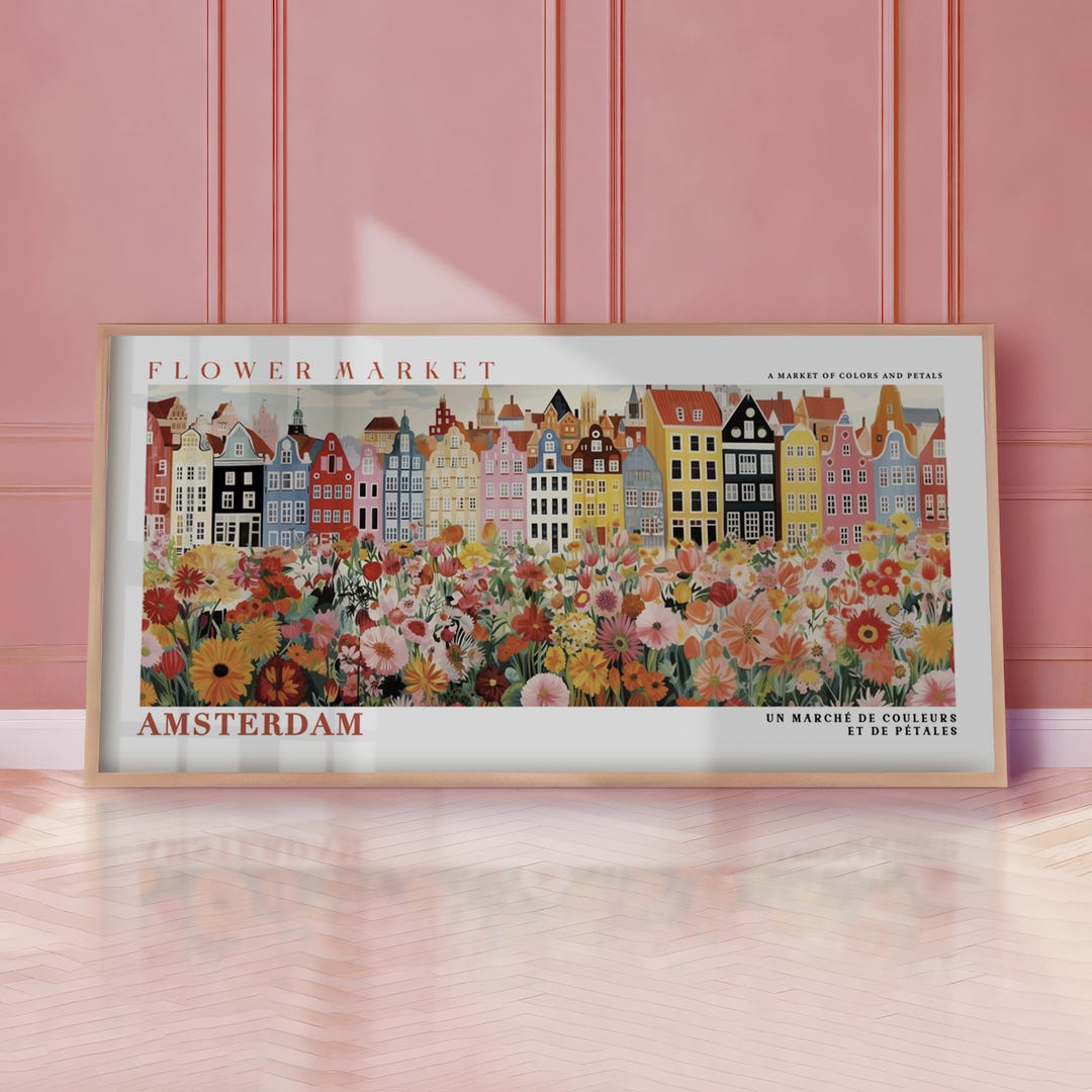 Amsterdam Flower Market Panoramic Poster – Botanical Floral Print With ...