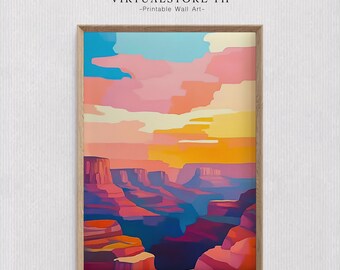 Impresión artística de Sunset Canyon: vibrante paisaje desértico (descarga digital)