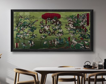 Impression d'art panoramique japonaise Ukiyo-e La bataille des grenouilles