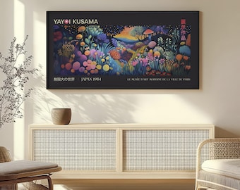Yayoi Kusama Inspired Forest Art: Modern Japanese Panoramic Poster