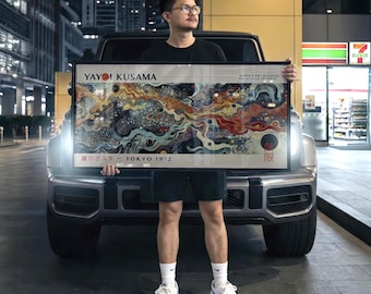 Yayoi Kusama Inspired Marble Print: Modern Japandi Framed Art