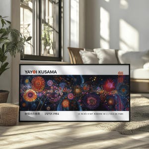 Yayoi Kusama Inspired Floral Art Print: Panoramic Framed Poster