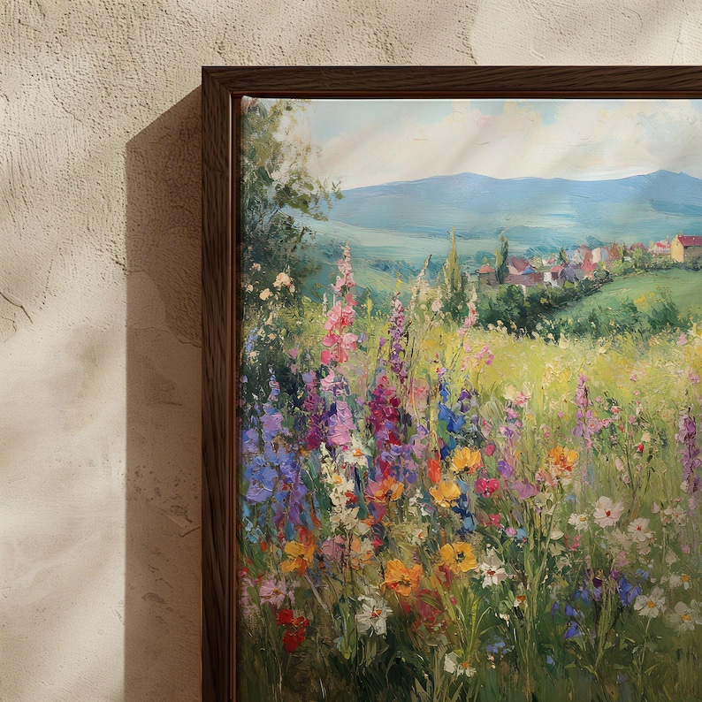 Wildflower Meadow Canvas Art: Rustic Farmhouse Landscape, Ready to Hang ...