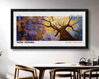 Impression panoramique d'arbre en fleurs n° 9 inspirée de Yayoi Kusama pour des intérieurs élégants