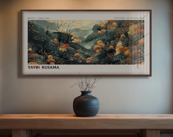 Inspiré de Yayoi Kusama #12, paysage forestier, art panoramique, décoration japonaise