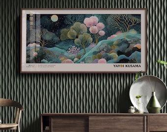 Yayoi Kusama Inspired #17 Paysage de nuit Art panoramique de style japonais