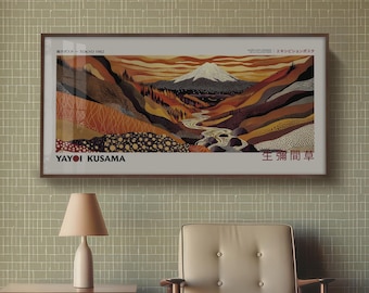 Yayoi Kusama Inspired #14 Valley Landscape Art panoramique japonais moderne