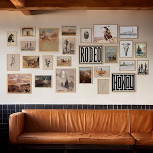 Western bundle gallery wall set, Set of 26 Posters, Vintage Cowboy Art Work, Vintage Mountain Painting, Wild West Gallery, Digital Download