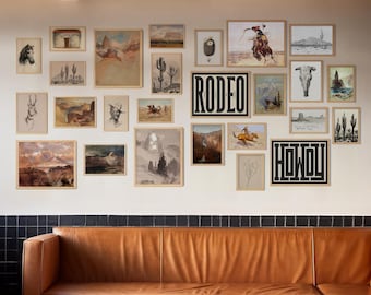 Vintage Western Gallery Wall Art Set: Cowboy, Mountain, Desert Prints (Digital Download)