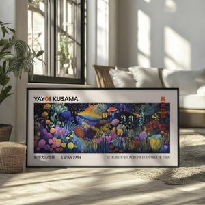 Yayoi Kusama Inspired Forest Art: Modern Japanese Panoramic Poster