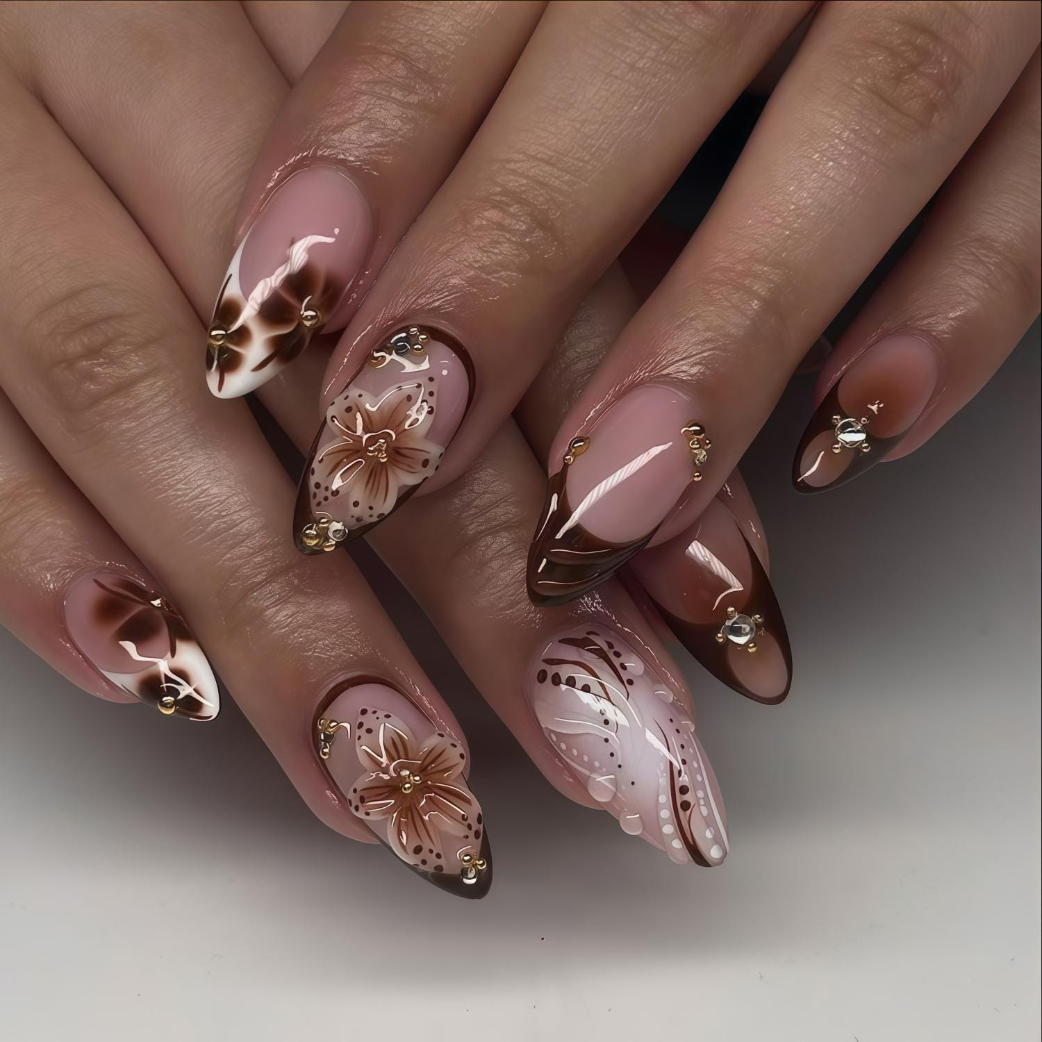 Custom Press On Nail,Flower Drops Wedding Nails, Handmade Gel Nails,Floral Nails,French Nails,Christmas Nails