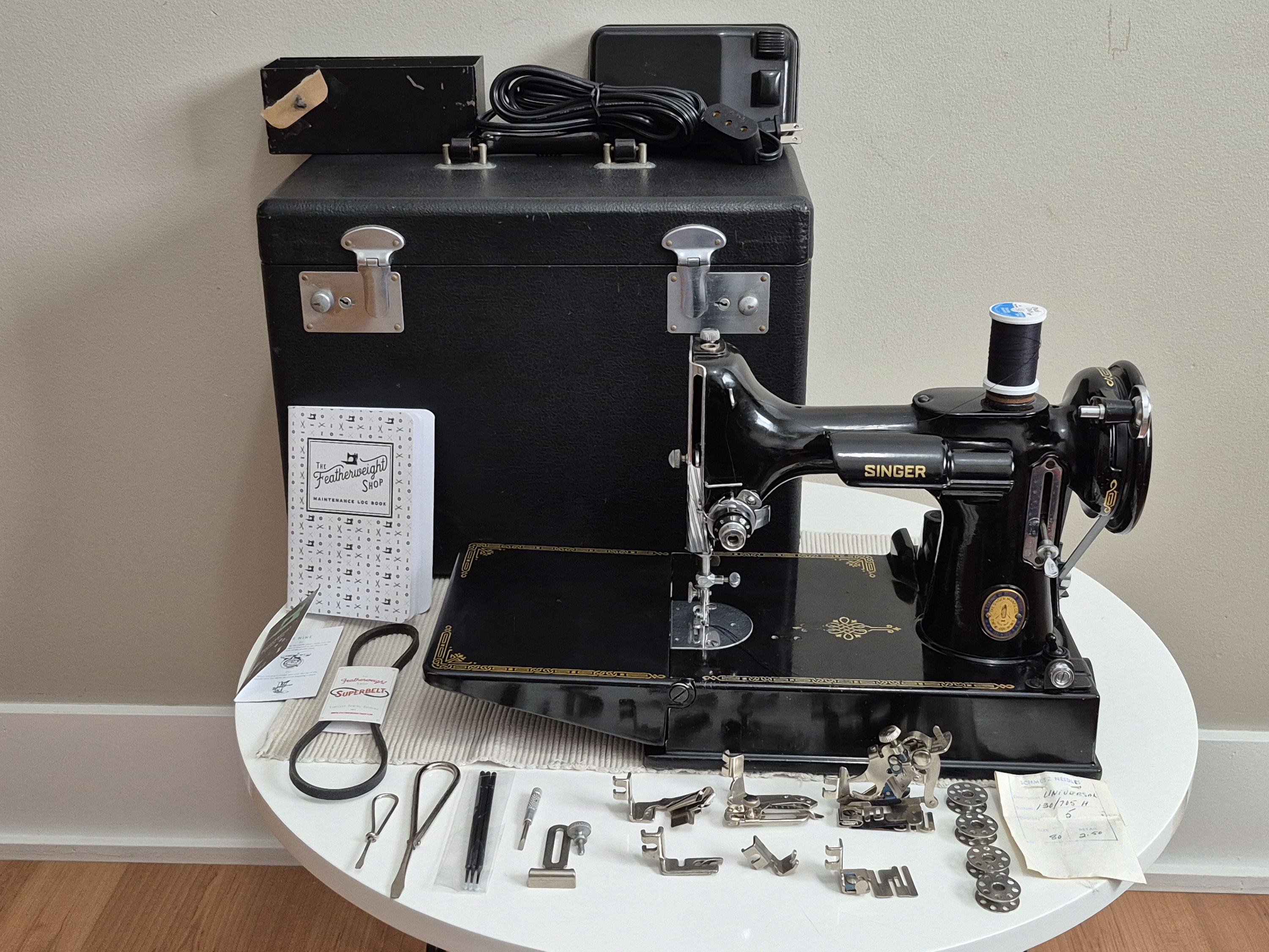 Vintage 1951 Singer Featherweight Sewing Machine with the Blue Badge Centennial Singer 221 Sewing Machine Vintage Centennial Featherweight