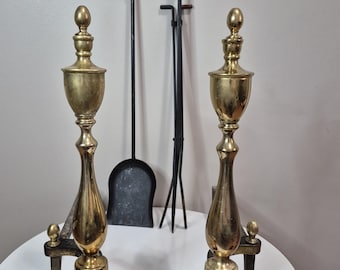 Vintage Brass Fireplace Andirons Vintage Brass Fireplace Dogs Vintage Brass Fireplace Tools