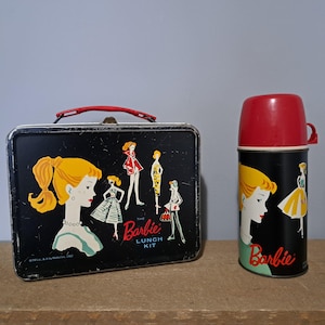 Vintage 1962 metal barbie lunchbox and thermos