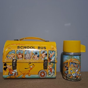Vintage 1961 Walt Disney School Bus Metal Lunchbox With Thermos - Etsy