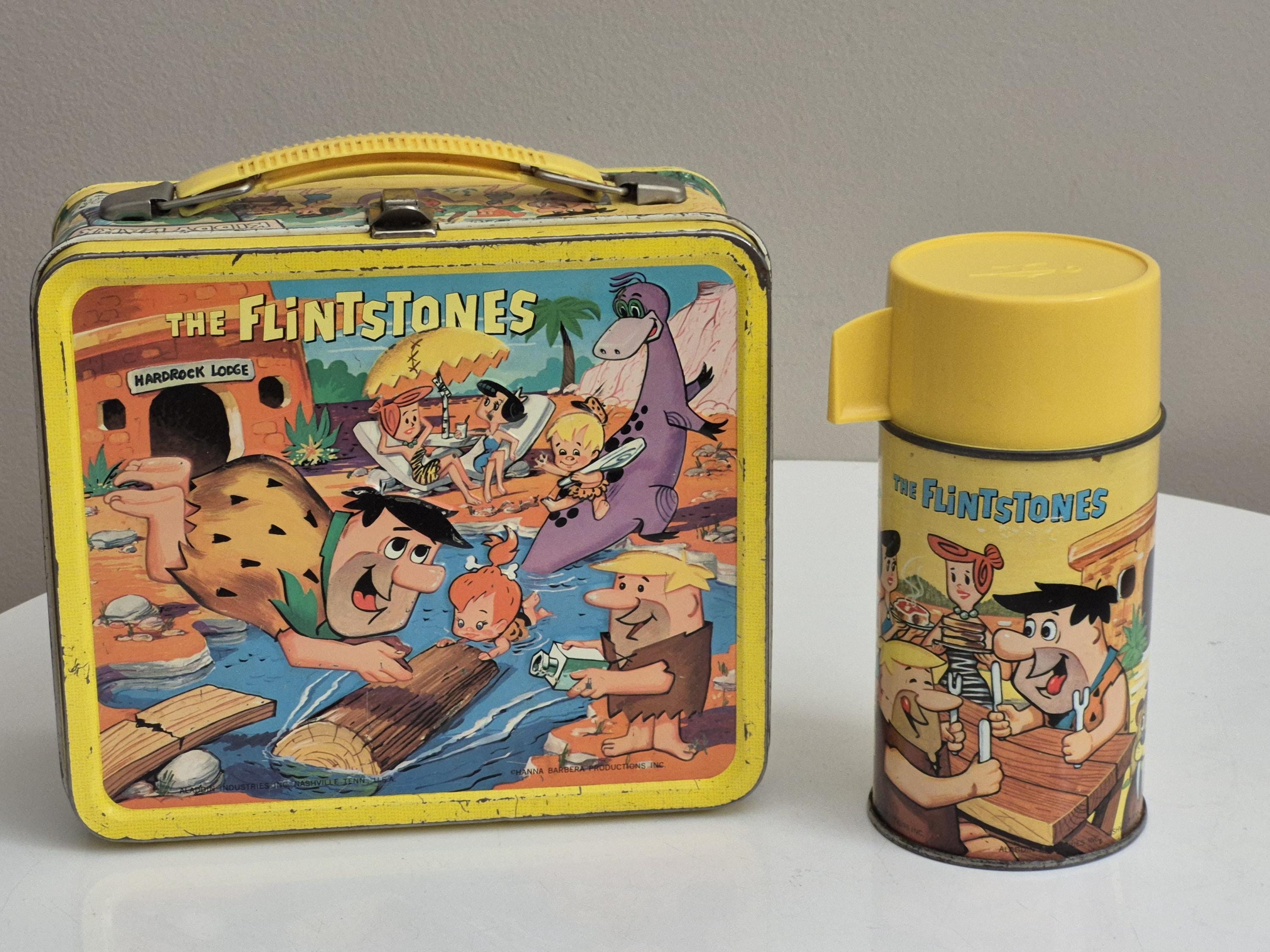 Vintage 1964 Yellow FLINTSTONES Lunchbox and Thermos Hanna Barbera Lunchbox and Thermos RARE Flintstones Lunchbox and Thermos