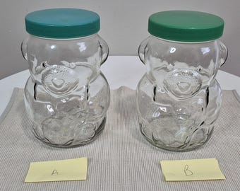 Vintage Kraft Bear Jar with Green Lid: 1980s Peanut Butter Decor