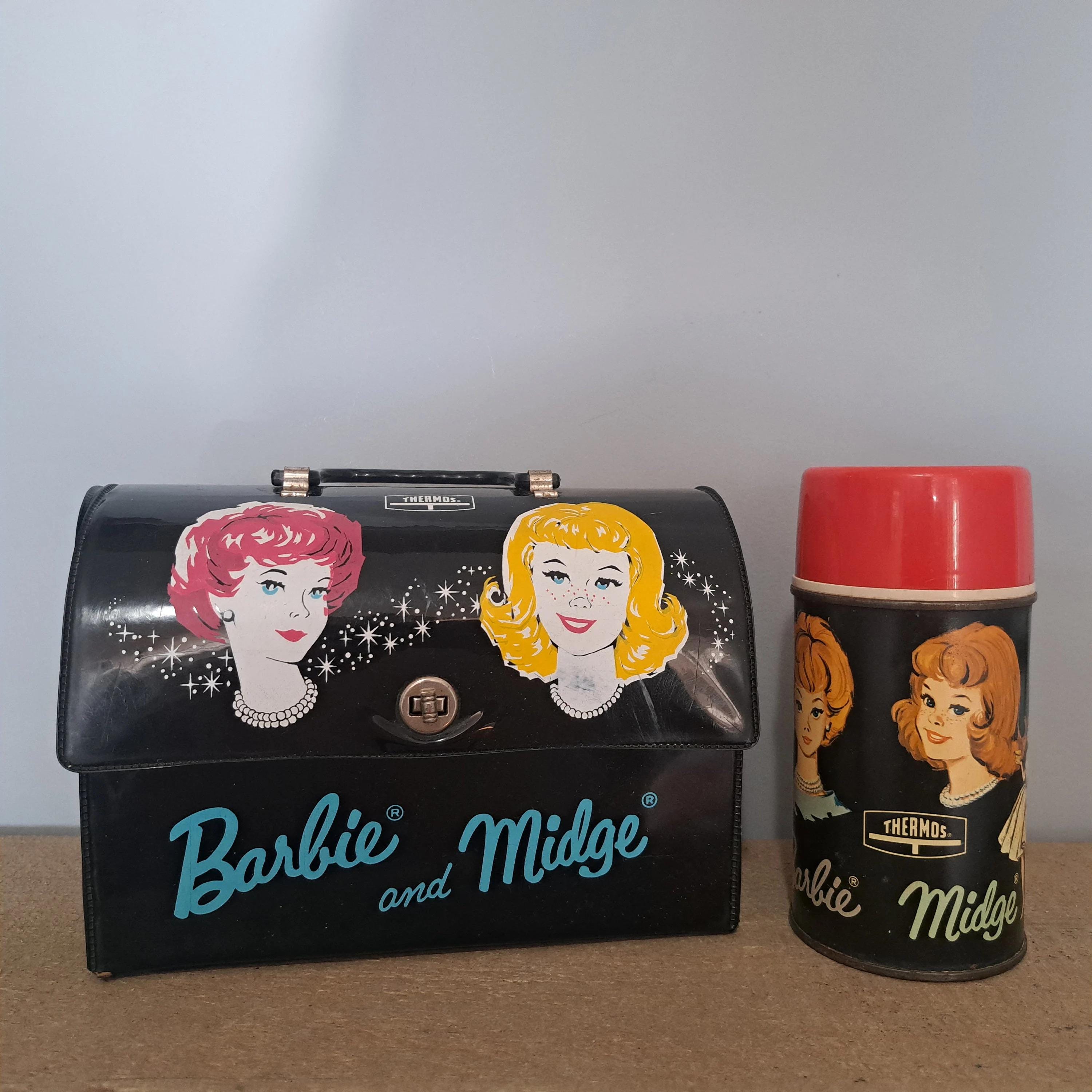 HBバブゥ限定Bin5カラー&10FTUヴィンテージBOX Vintage 1965 Barbie and Midge DOME Vinyl Lunchbox and Thermos