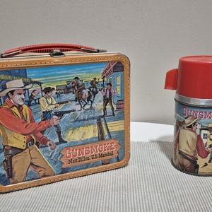 Vintage 1959 Gunsmoke Metal Lunchbox With Thermos - Etsy