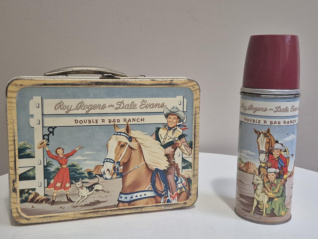 Roy Rogers & Dale Evans ビンテージ ランチボックス Vintage 1950s Roy Rogers and Dale Evans Double R Bar Ranch Metal