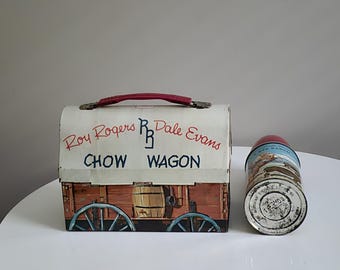Vintage 1950 Roy Rogers & Dale Evans Chow Wagon Lunchbox With