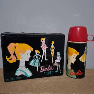 Vintage vinyl barbie lunchbox ponytail barbie lunchbox with thermos 1962 lunchbox with thermos