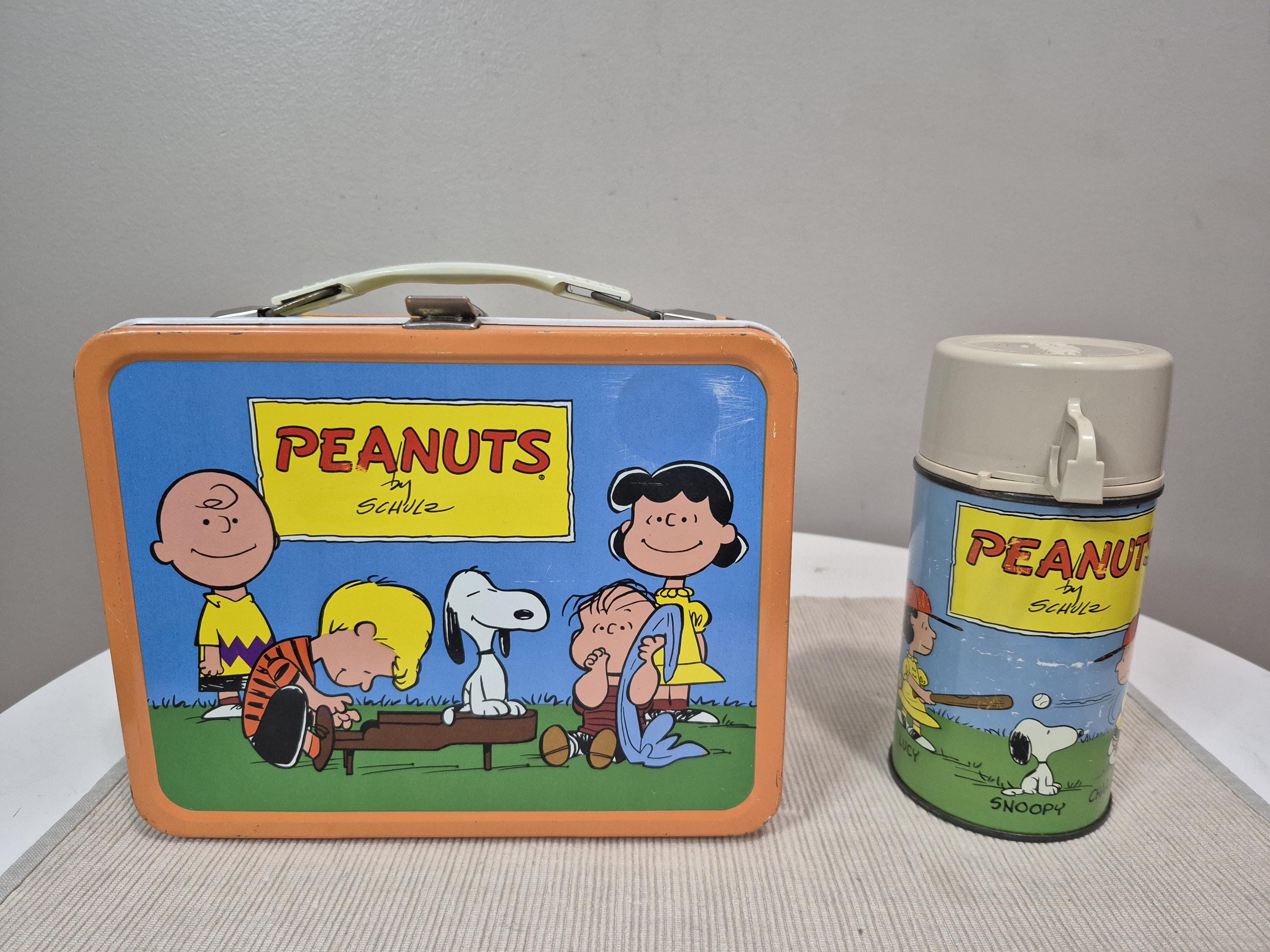 Vintage Peanuts by Schulz Metal Lunchbox and Thermos Set Vintage