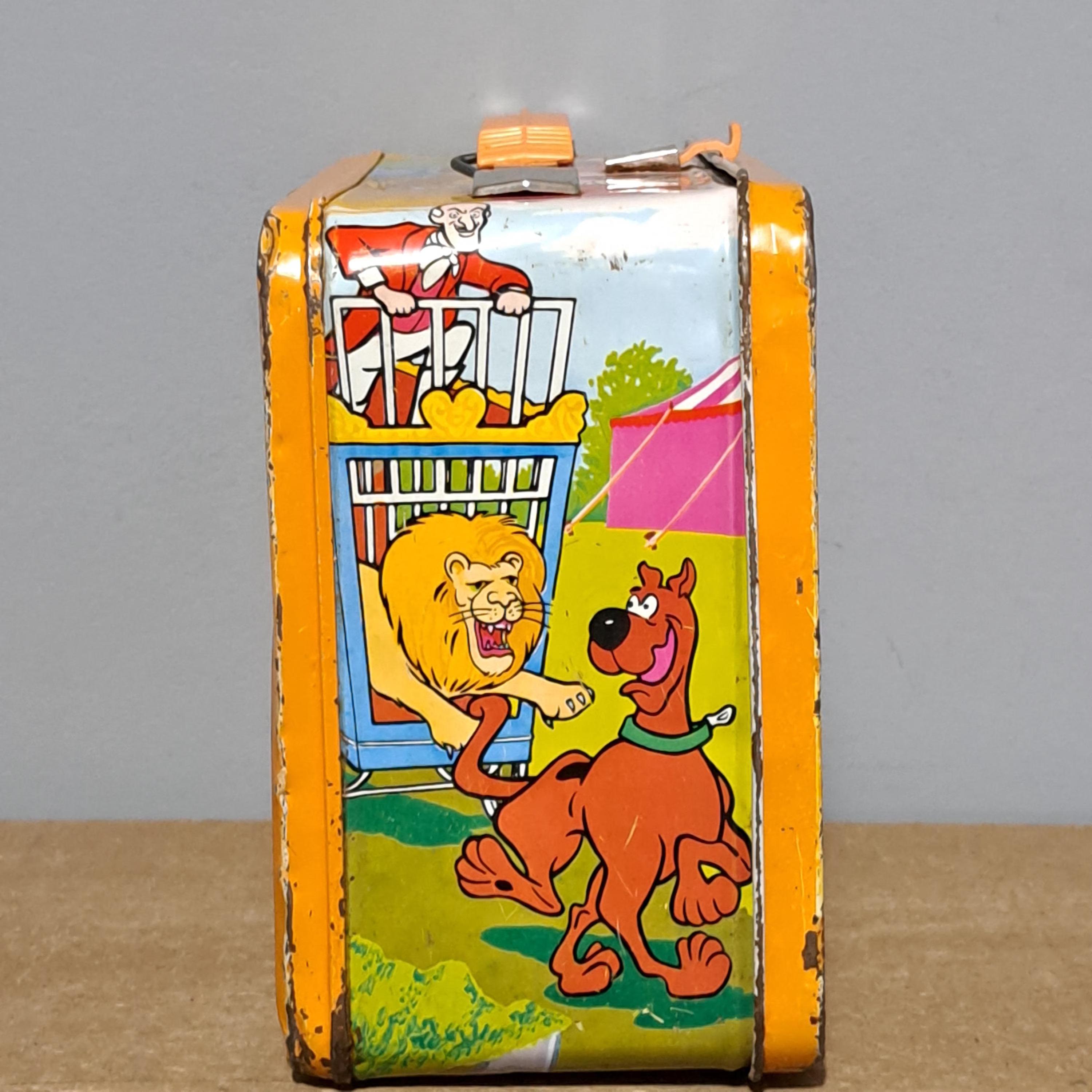 Vintage Scooby Doo Metal Lunchbox and Thermos in Orange Trim RARE