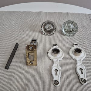 Vintage 12 Point Brass Crystal Door Knobs with Cover Plates Vintage Crystal Door Knobs