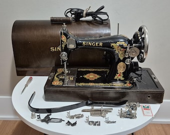 Vintage 1924 Singer Model 128 Sewing Machine With La Vencedora Decal Vintage Singer Knee Lift Sewing Machine Vintage Singer 128