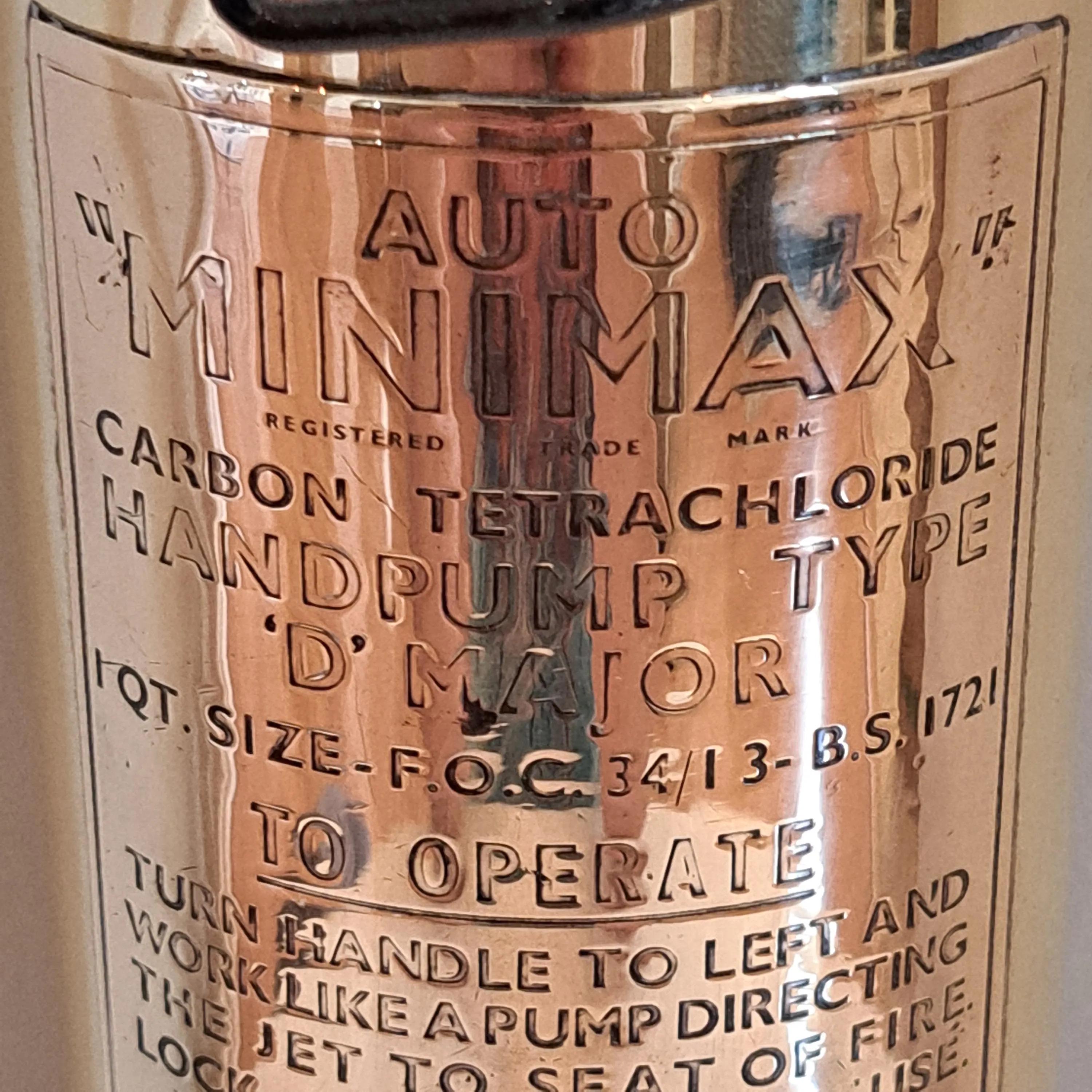 EMPTY Vintage Auto Minimax Handheld Extinguisher From Feltham