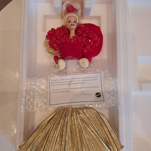 Vintage barbie, mattel 50th anniversary barbie, 50th golden anniversary  1945-1995 porcelain, limited edition barbie no 12163, new in box