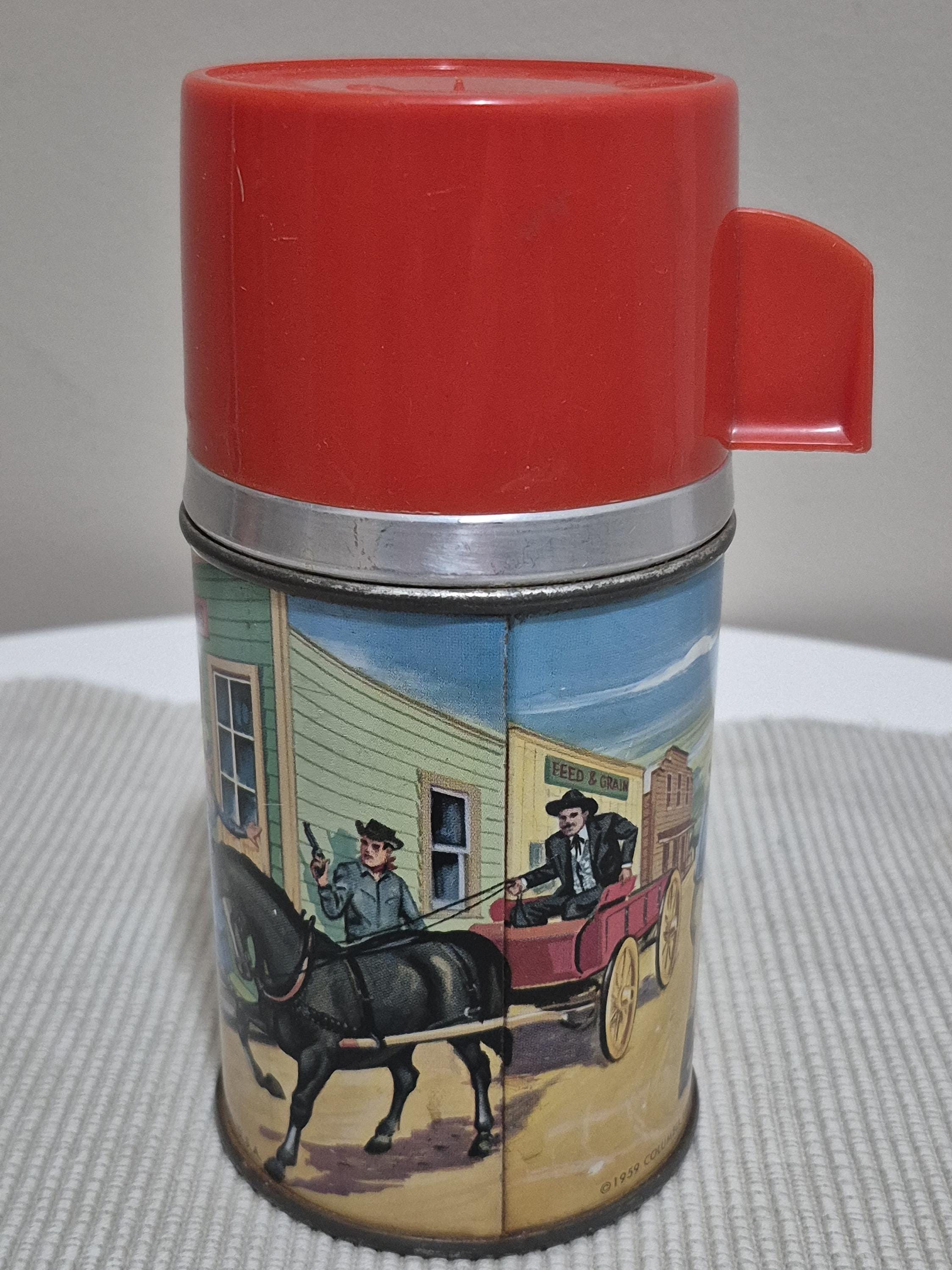NOS 1980’s Mutual of Omaha ビンテージ 貯金箱 箱付き Vintage 1959 Gunsmoke Metal Lunchbox With Thermos - Etsy