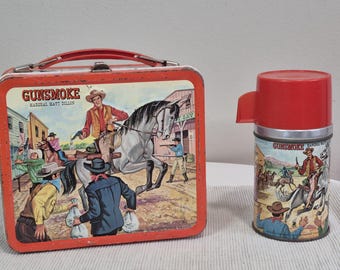 Vintage 1962 Gunsmoke Lunchbox and Thermos RARE 1962 Gunsmoke