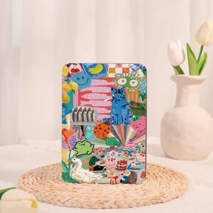 Personalisierte bunte Tier Collage neue Kindle Tasche mit Handschlaufe für Kindle Paperwhite 12 / 11-6.8 / 10-6 , Kindle Colorsoft, Kindle Colorsoft, Kindle 8 10 11 Gen